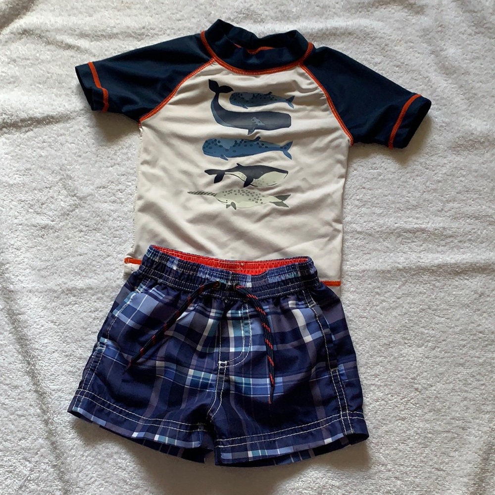 Carter’s baby boy 6/9 mth swim shorts & shirt